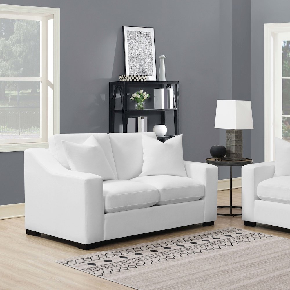 Ashlyn Upholstered Sloped Arm Loveseat White
