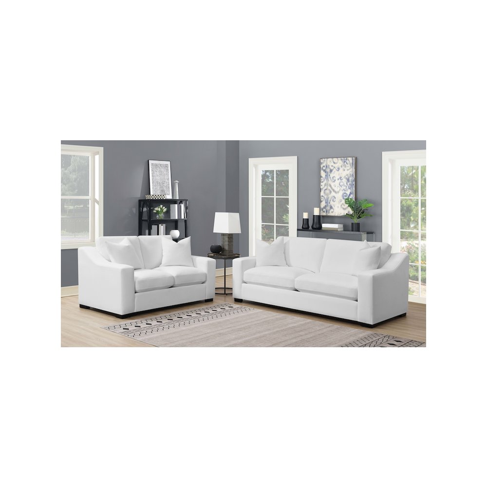 Ashlyn Upholstered Sloped Arm Loveseat White