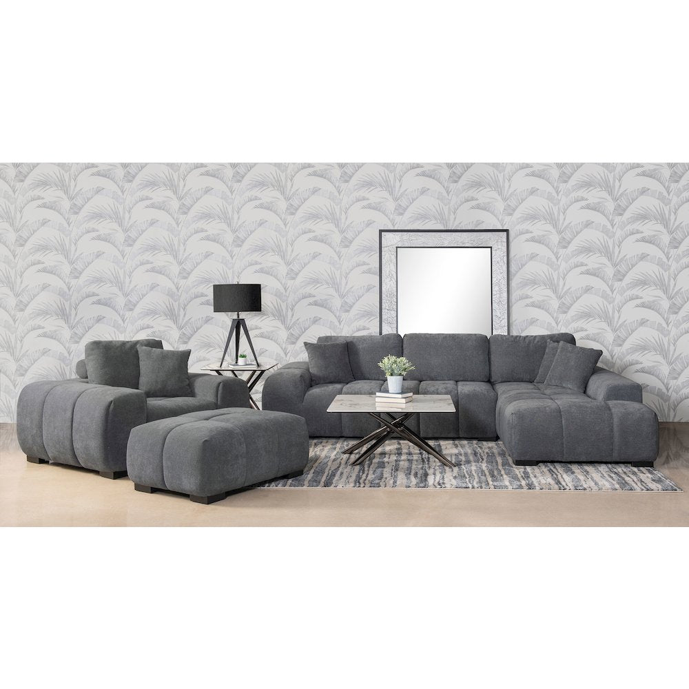 Octavia Upholstered Track Arm Accent Chair Charcoal Grey