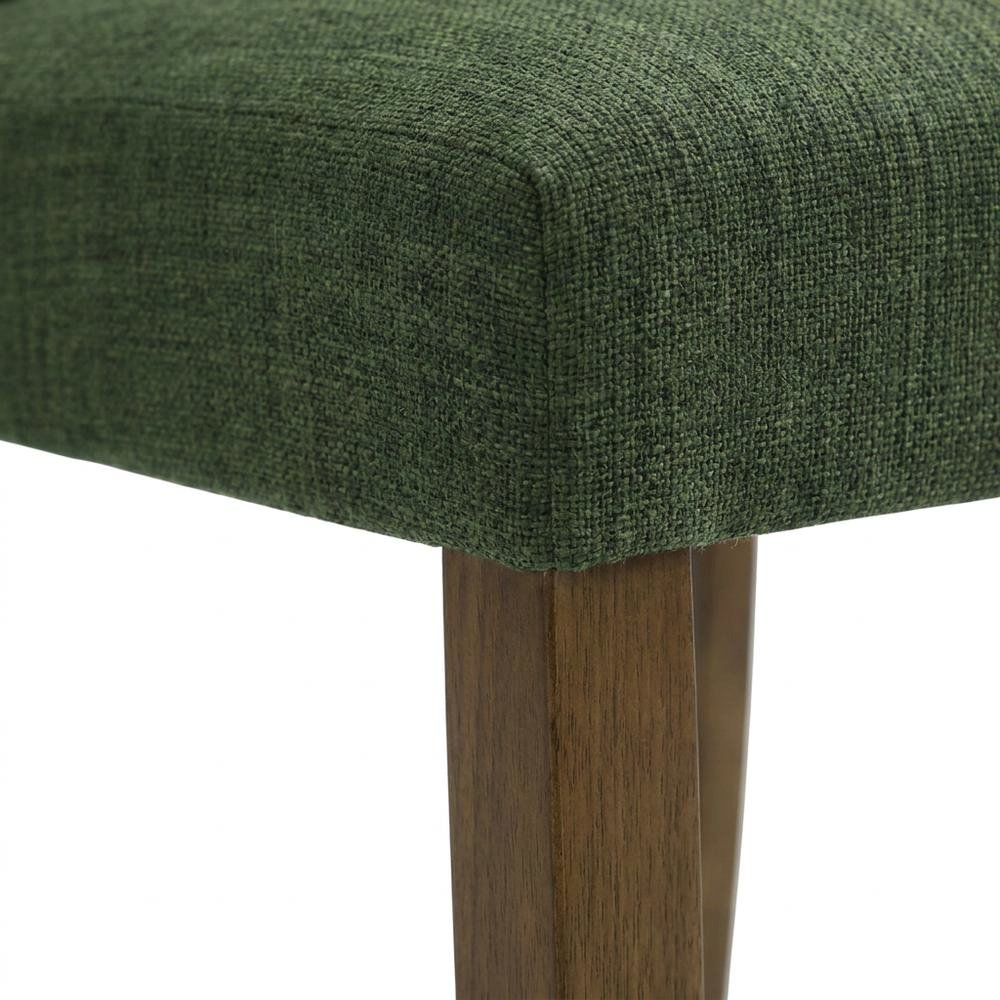 Polyester Upholstered Dining Side Chairs with Wood Legs, Green, Set of 2