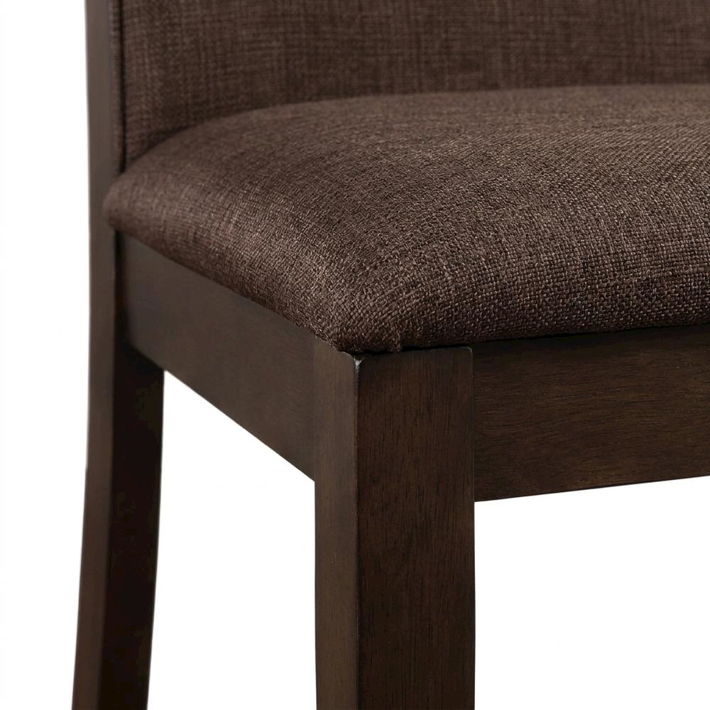 Polyester Upholstered Farmhouse Dining Chair with Espresso Legs, Set of 2