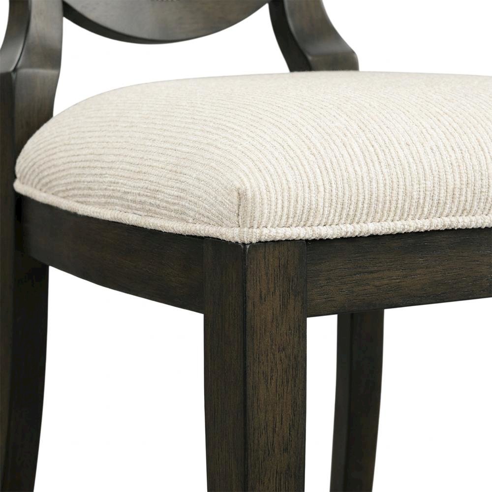 Oval Back Upholstered Wood Transitional Dining Side Chair, Set of 2