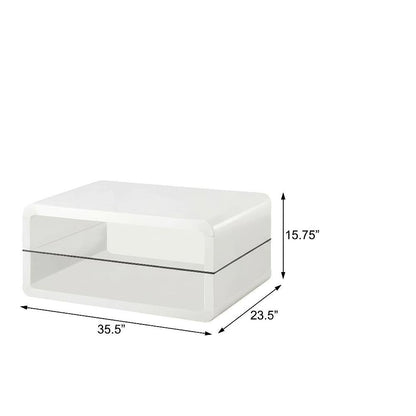 White 2-Piece Coffee and End Table Set with Rectangular Design, Plastic Glides