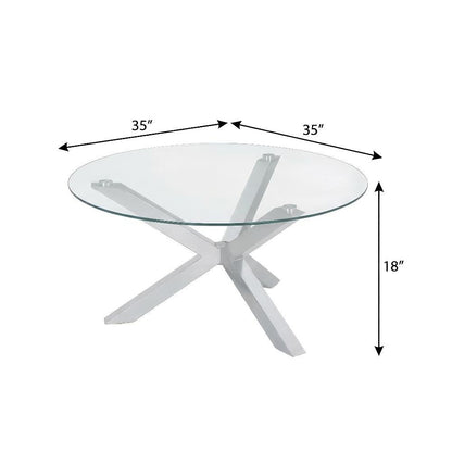 Chrome 2-Piece Round Coffee and End Table Set with Plastic Glide