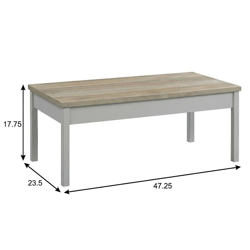 3-Piece Brown Rectangular Coffee Table Set with Coastal Style Finish