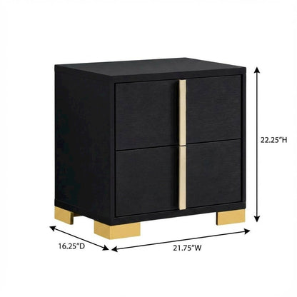 Black Bedroom Nightstand with Metal Legs and Contemporary Style