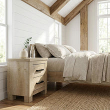 Weathered Oak Nightstand with Two Drawers and Rustic Style for Bedroom Storage