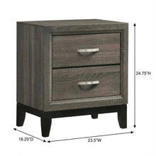 Grey Oak Nightstand with Nickel Finish and Transitional Style