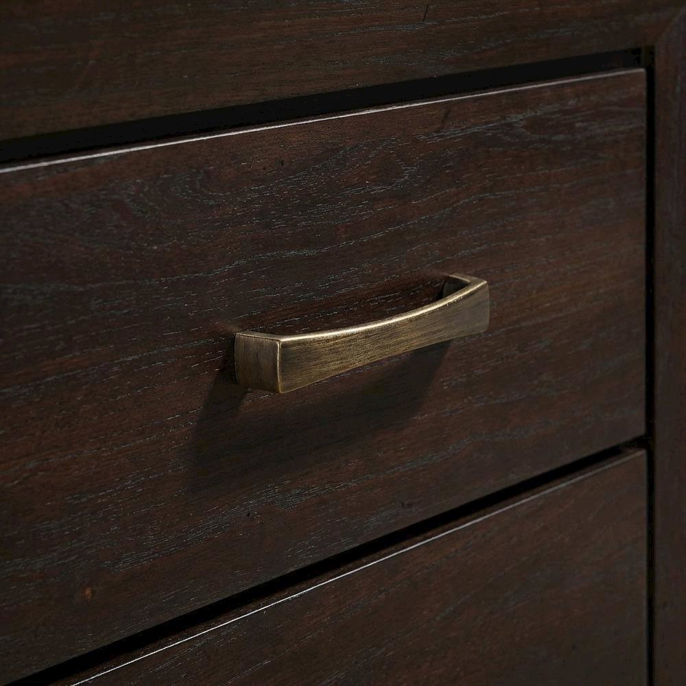 Dark Cocoa 2-Drawer Nightstand with Antique Brass Finish for Bedroom