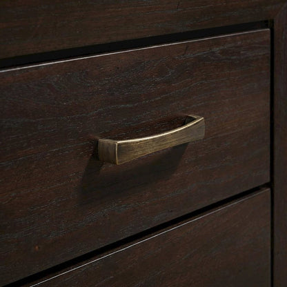 Dark Cocoa 2-Drawer Nightstand with Antique Brass Finish for Bedroom