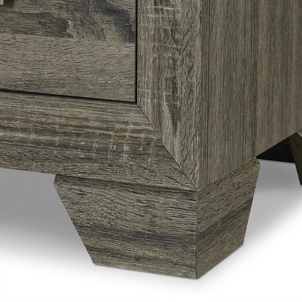 Brown Nightstand with 2 Drawers and Transitional Design
