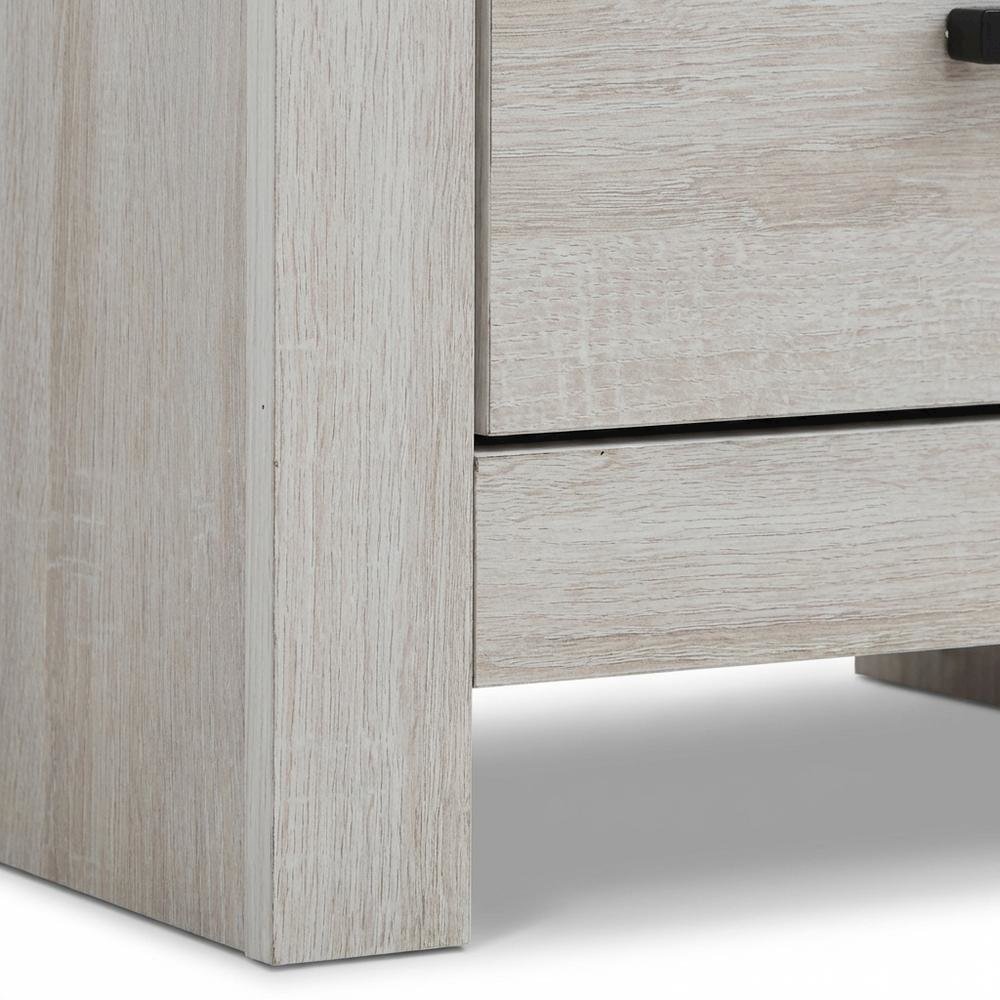 Coastal White Nightstand with 2 Drawers and Farmhouse Style