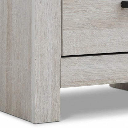 Coastal White Nightstand with 2 Drawers and Farmhouse Style