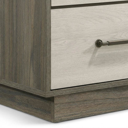 Grey Nightstand with Modern Design and Antique Nickel Finish