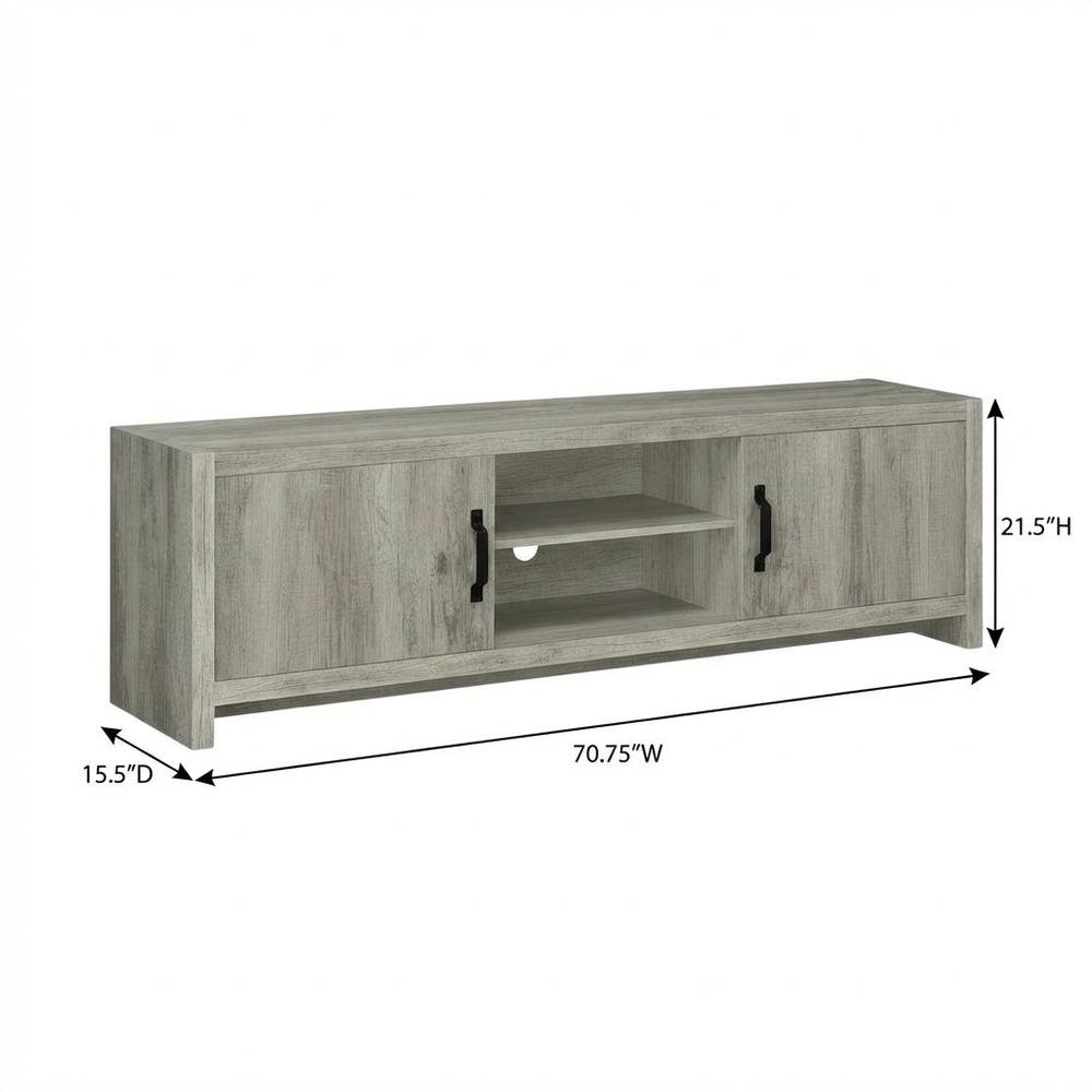 Grey Driftwood 2-Door TV Stand with Engineered Wood Construction