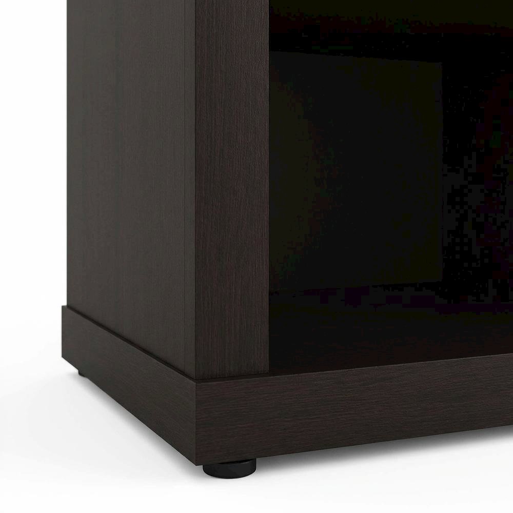 Corner Bookcase with 6 Shelves, Cappuccino Finish for Transitional Style Storage