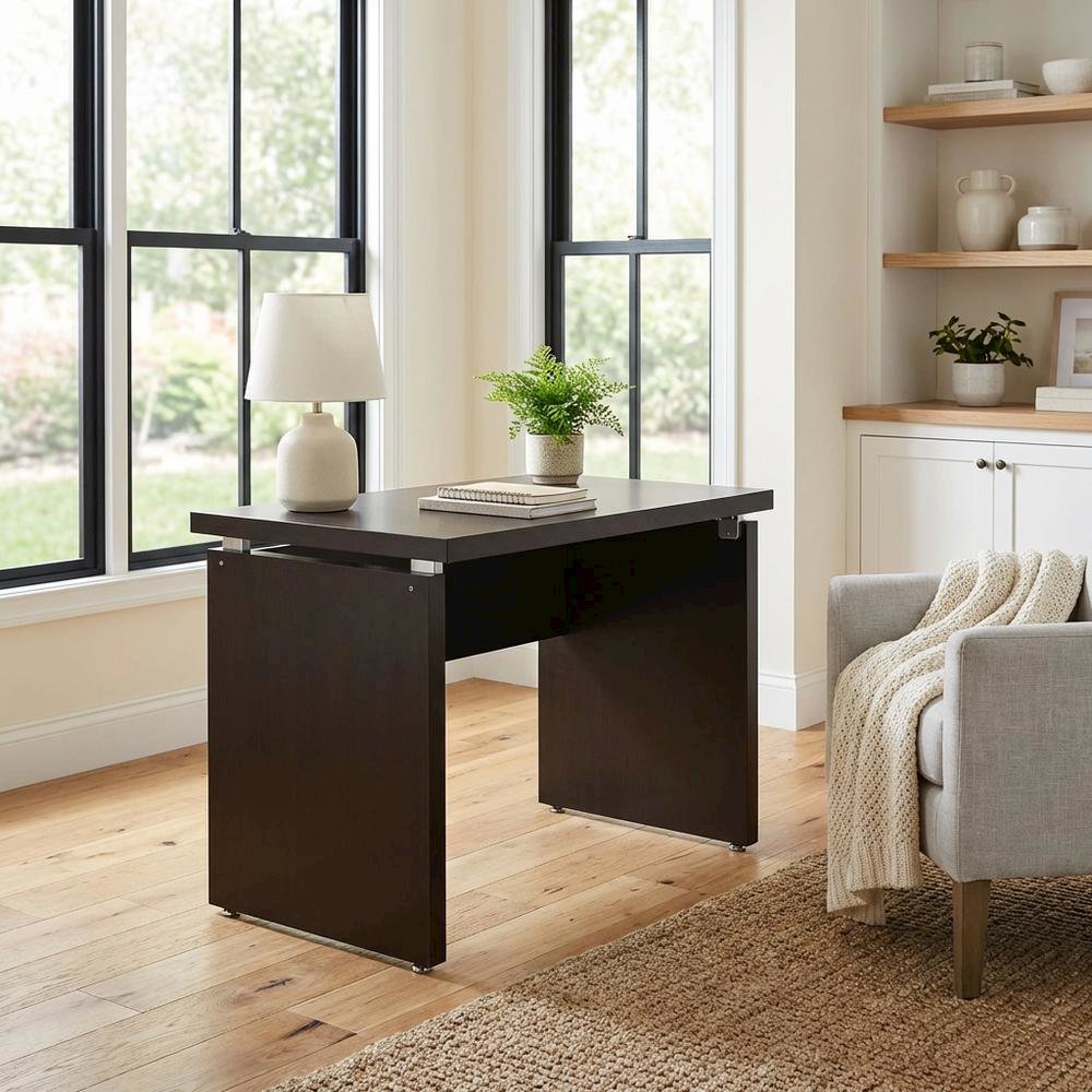 Brown Engineered Wood Writing Desk With Rectangular Shape And Transitional Style