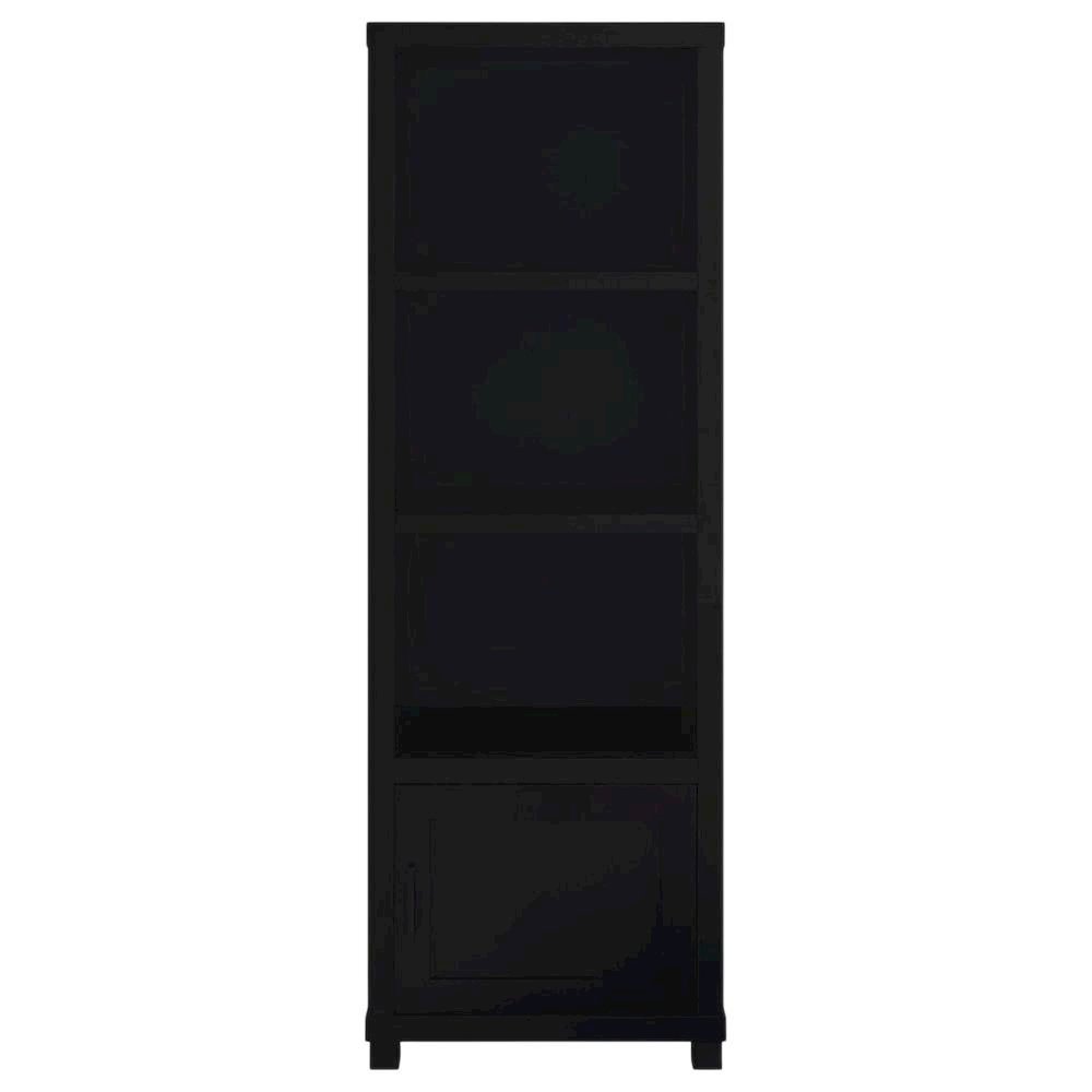 Black 3-Shelf Media Tower With Metal Legs For Storage And Organization