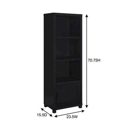 Black 3-Shelf Media Tower With Metal Legs For Storage And Organization