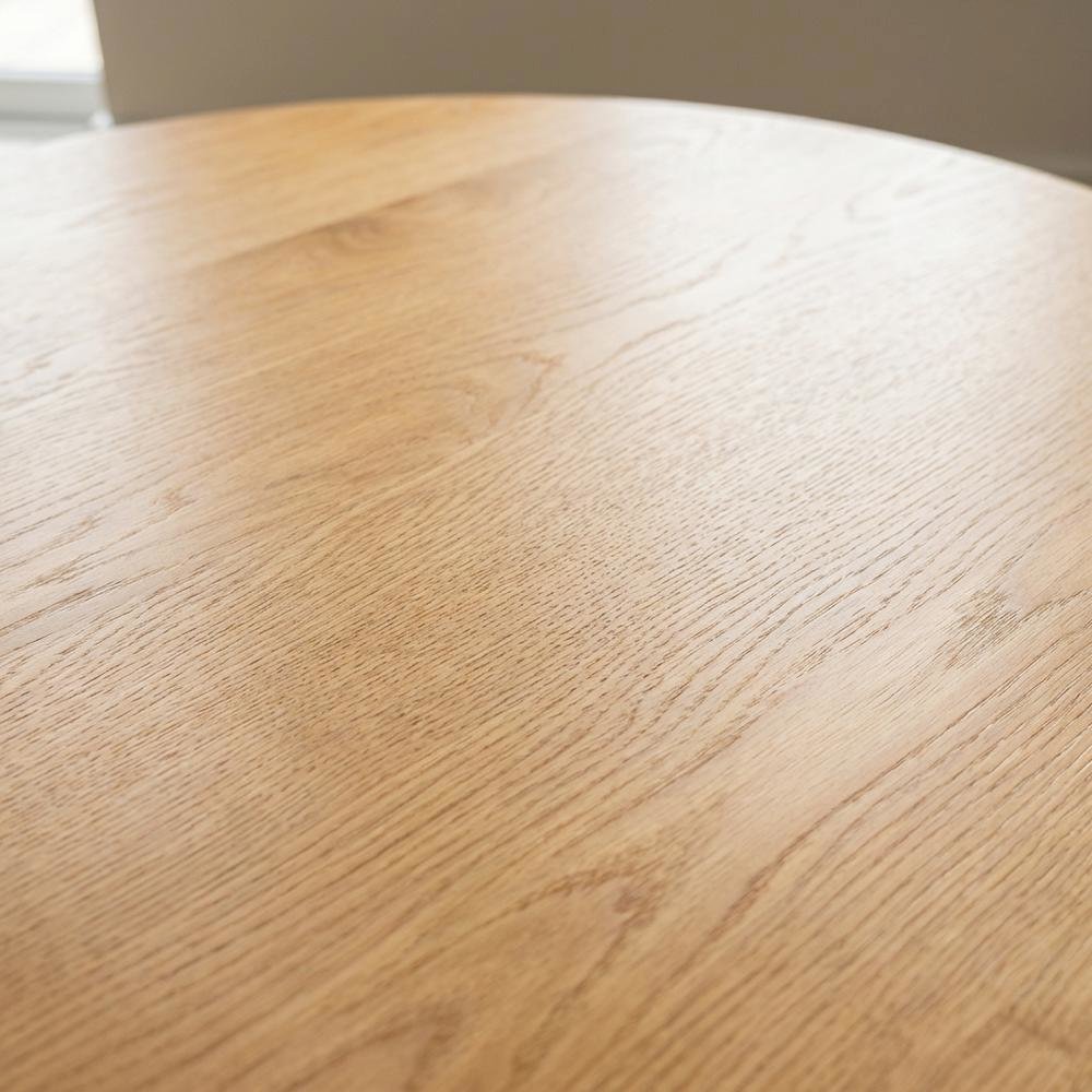 Round Maple Brown Solid Wood Coffee Table with Transitional Style