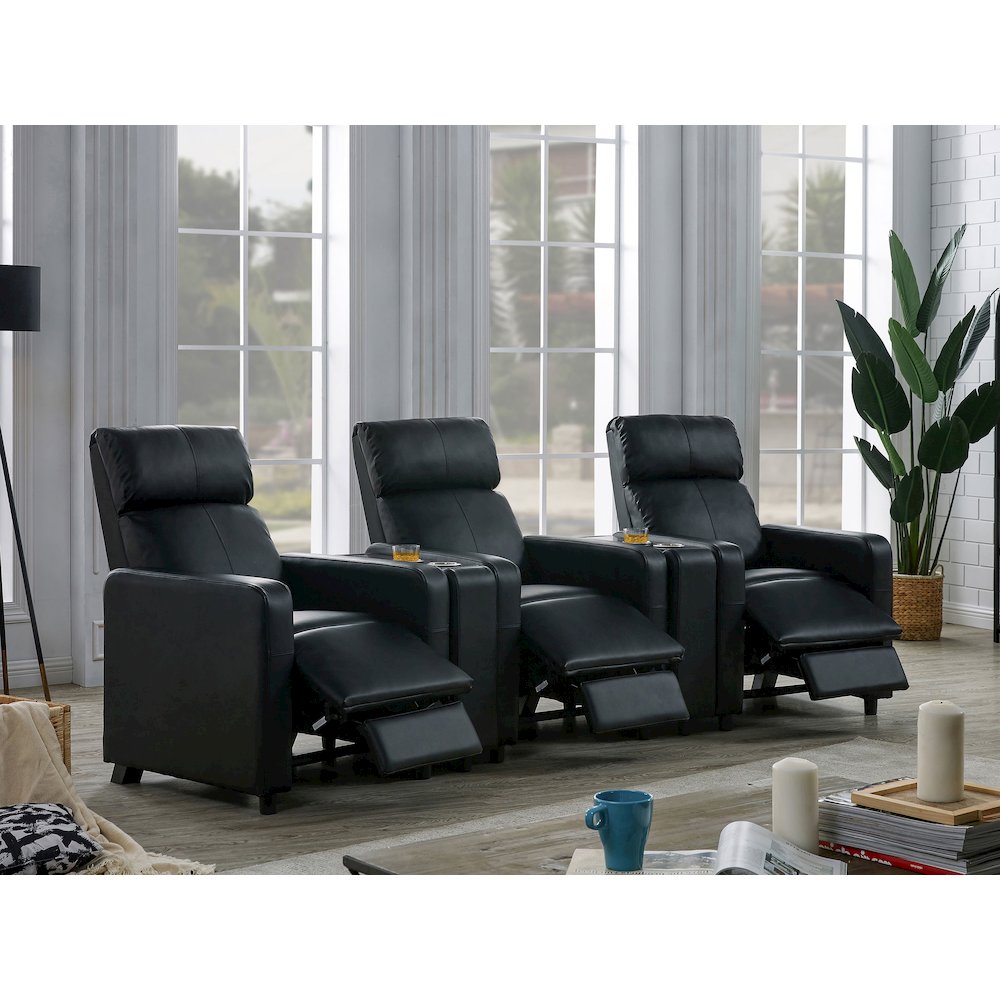 Toohey Upholstered Tufted Recliner Living Room Set Black