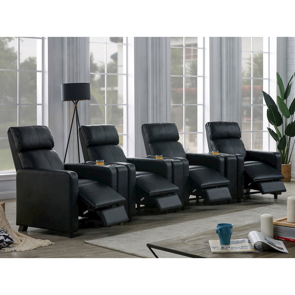 Toohey Upholstered Tufted Recliner Living Room Set Black