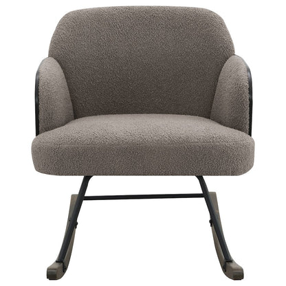 Paige Boucle Upholstered Mid Back Rocking Chair Taupe