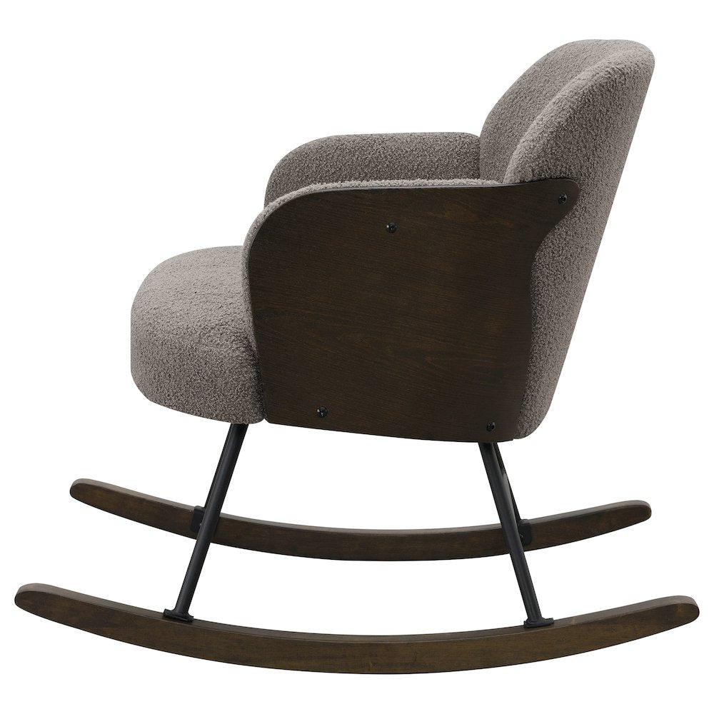 Paige Boucle Upholstered Mid Back Rocking Chair Taupe