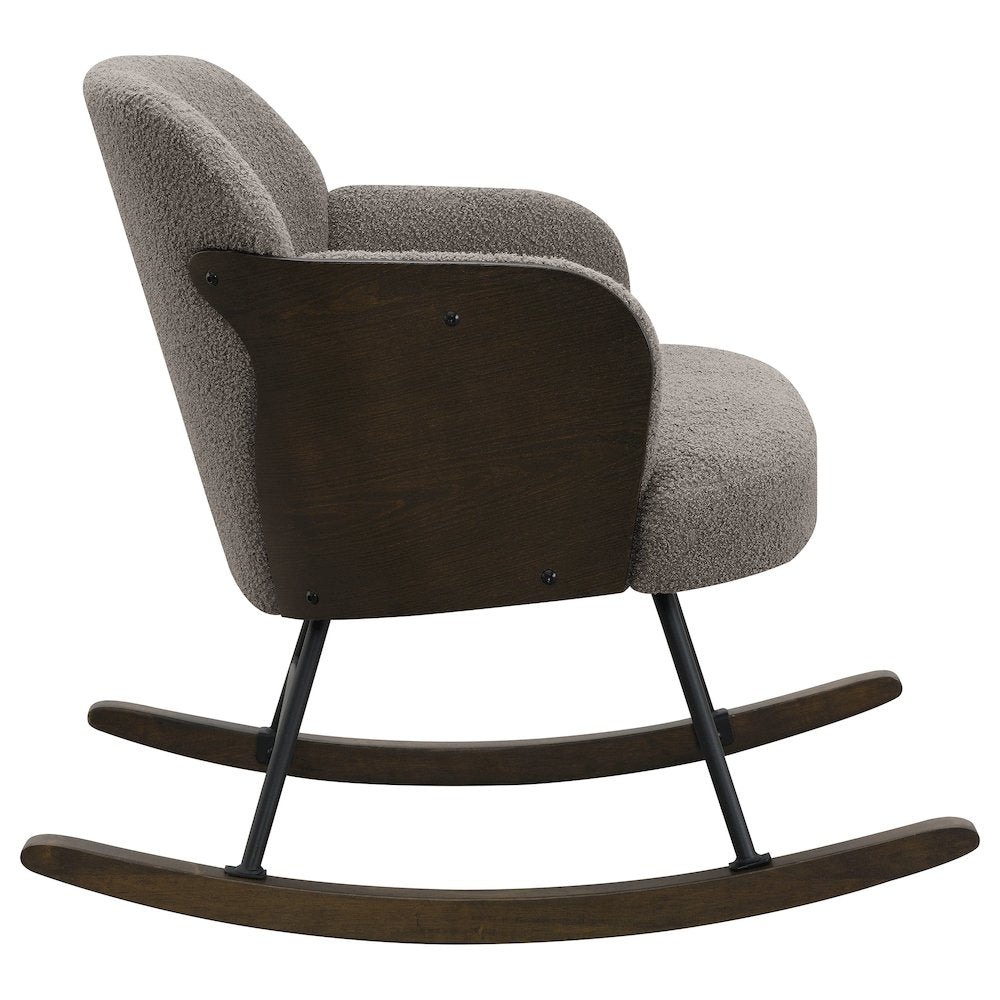 Paige Boucle Upholstered Mid Back Rocking Chair Taupe