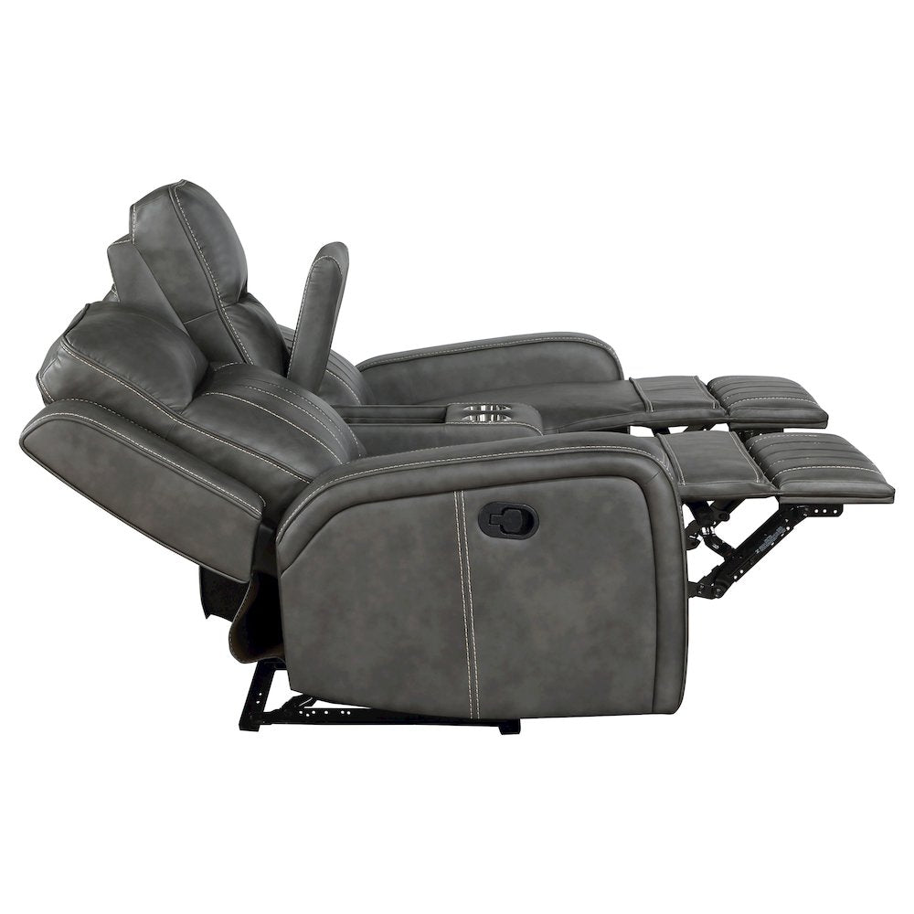 Raelynn Upholstered Track Arm Motion Loveseat Grey