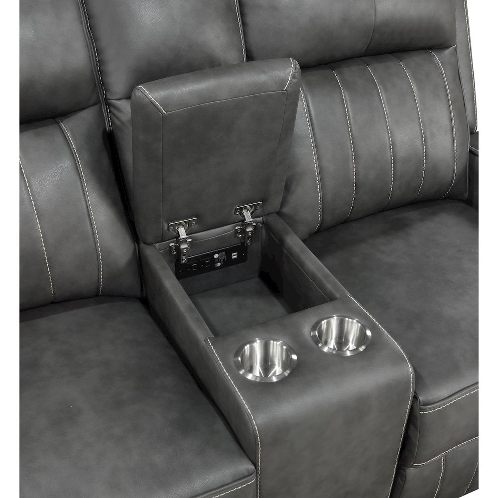 Raelynn Upholstered Track Arm Motion Loveseat Grey