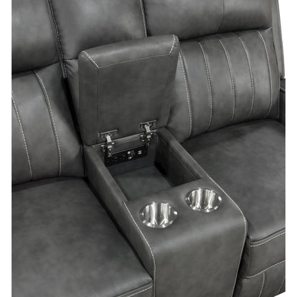Raelynn Upholstered Track Arm Motion Loveseat Grey