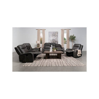 Raelynn Upholstered Track Arm Motion Loveseat Grey