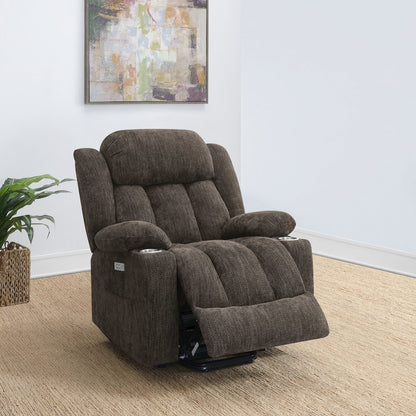 Houston Upholstered Power Lift Recliner Chair Dark Brown