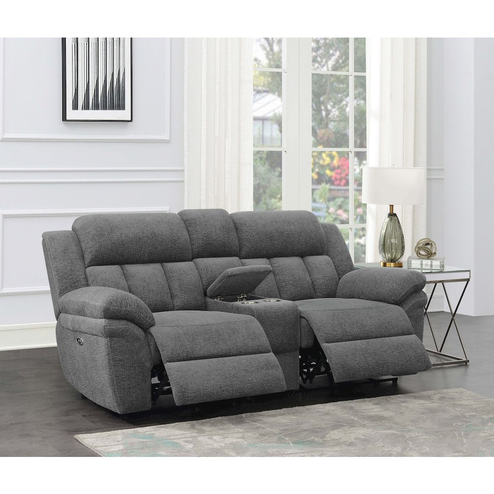 Bahrain Upholstered Power Loveseat Charcoal