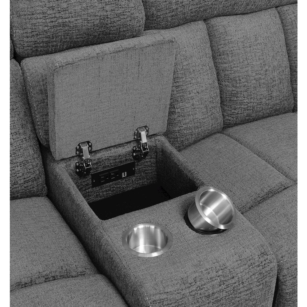 Bahrain Upholstered Power Loveseat Charcoal