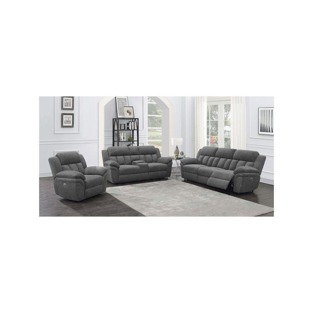 Bahrain Upholstered Power Loveseat Charcoal