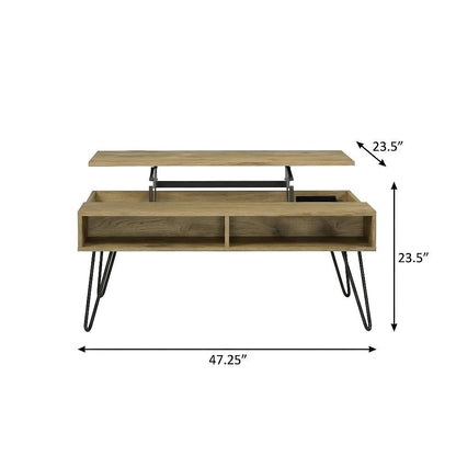 Golden Oak 3-Piece Lift Top Coffee and End Table Set with Rustic Design