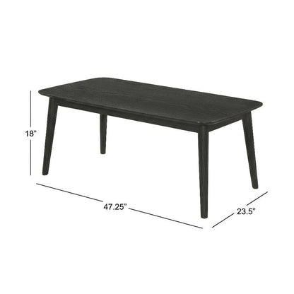 3-Piece Black Rectangular Coffee Table Set with Mid-Century Modern Style