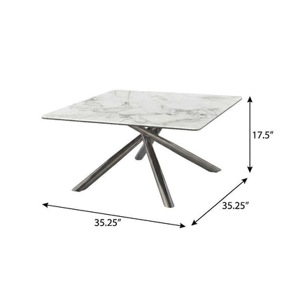 White 3-Piece Square Coffee and End Table Set Contemporary Design