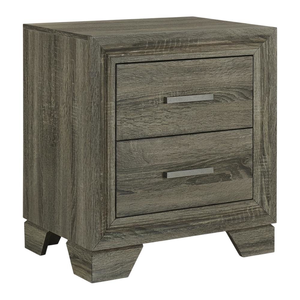Brown Nightstand with 2 Drawers and Transitional Design