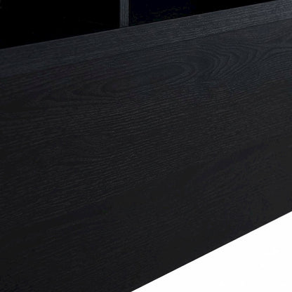 Black Queen Bookcase Headboard, Contemporary Design, Durable Plastic Glide