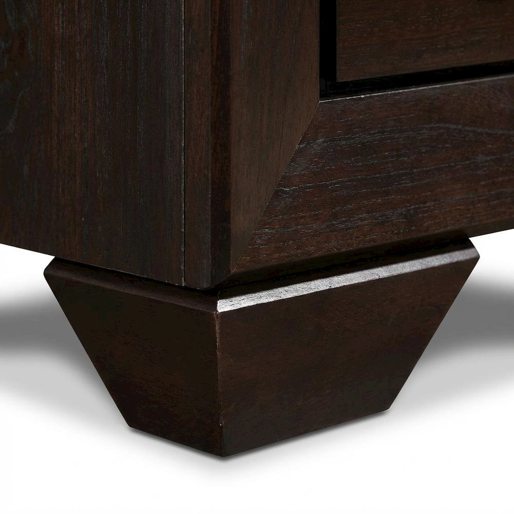 Dark Cocoa 2-Drawer Nightstand with Antique Brass Finish for Bedroom