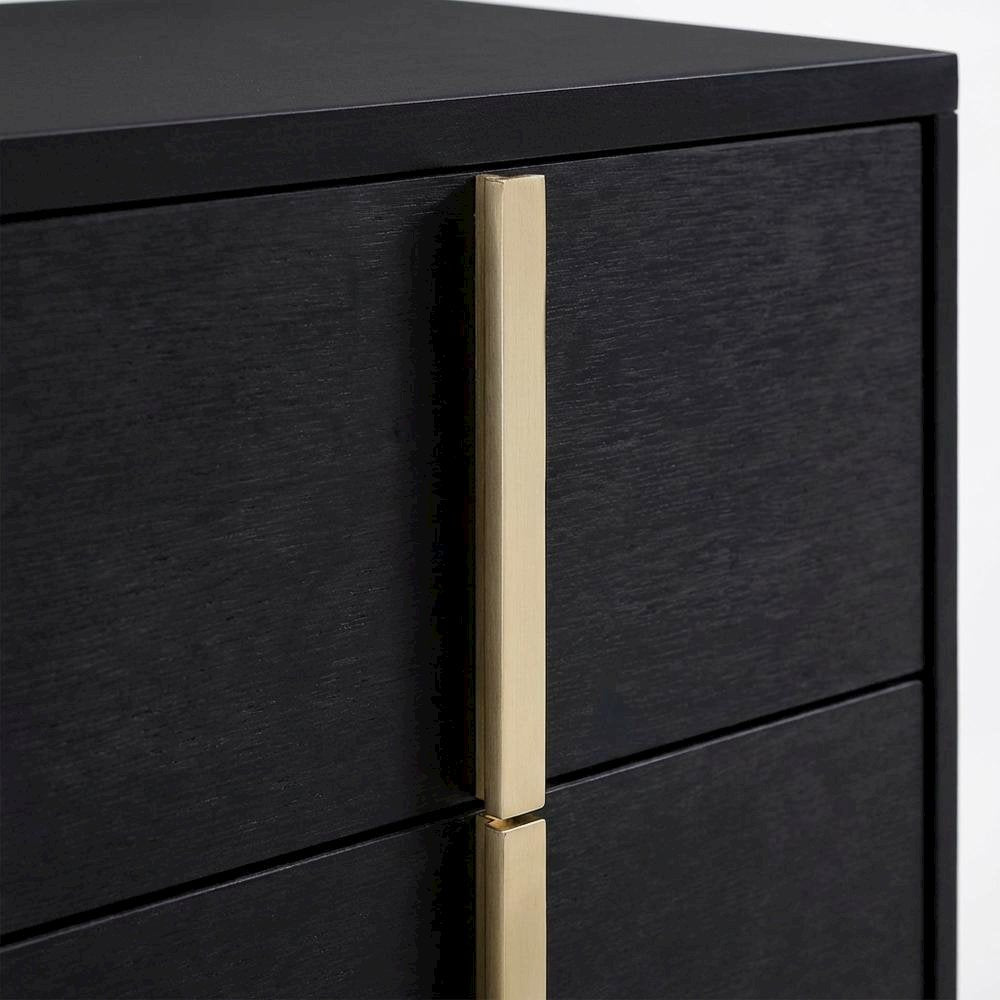 Black Bedroom Nightstand with Metal Legs and Contemporary Style