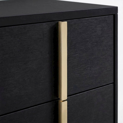 Black Bedroom Nightstand with Metal Legs and Contemporary Style
