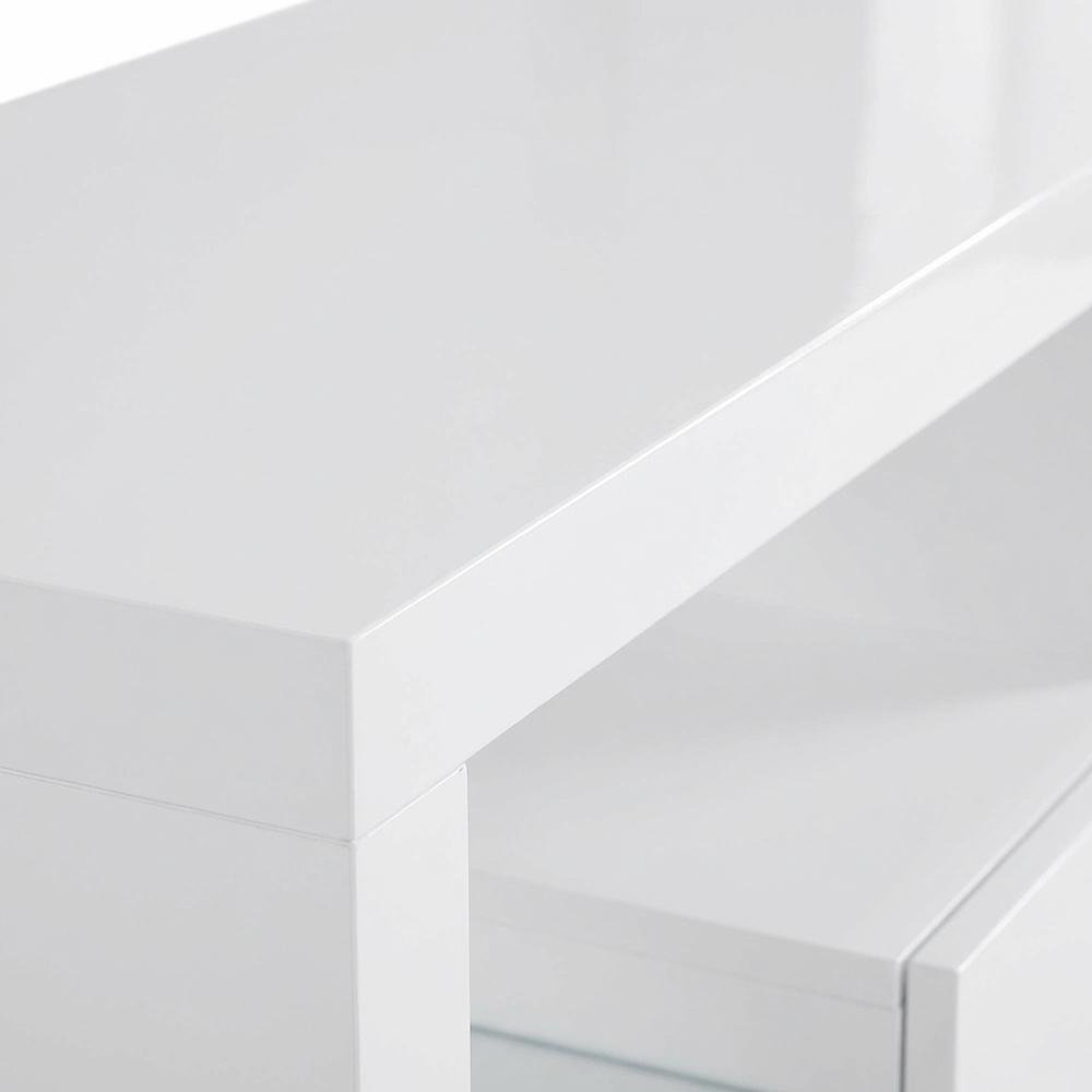 White 2-Drawer TV Stand with High Gloss Finish and Contemporary Style