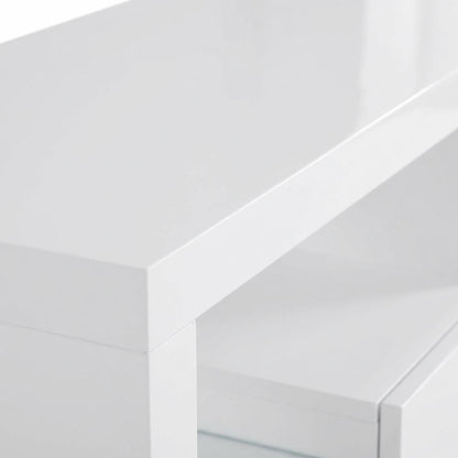 White 2-Drawer TV Stand with High Gloss Finish and Contemporary Style