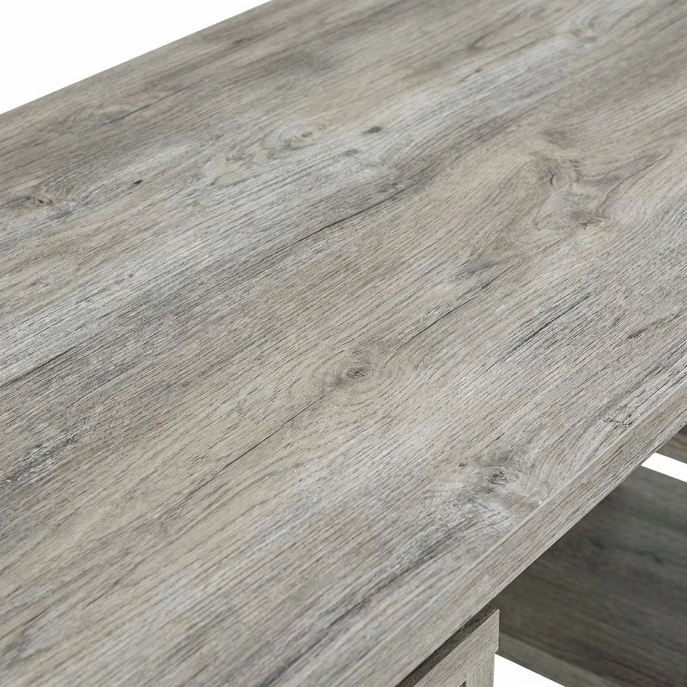 Grey Driftwood L-Shape Computer Desk With 3 Drawers And Transitional Style