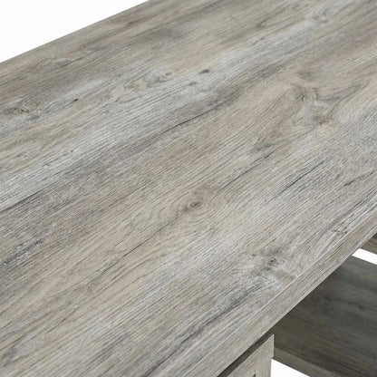 Grey Driftwood L-Shape Computer Desk With 3 Drawers And Transitional Style