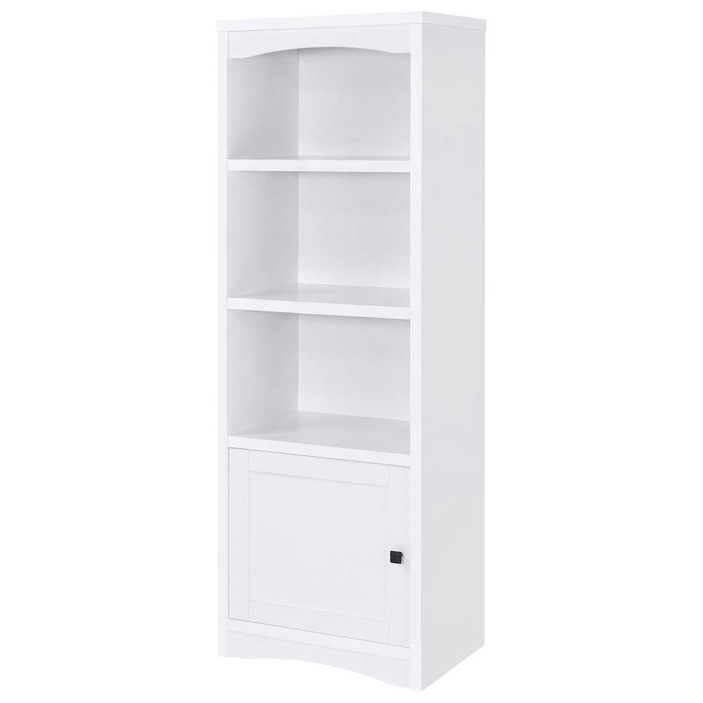 White 3-Shelf Media Tower With Gunmetal Finish And Transitional Style